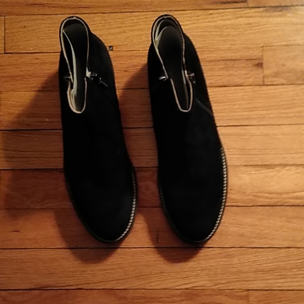 Black suede leather booties